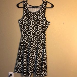 Black and white fit and flare dress